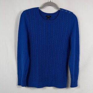 Talbots Royal Blue Knit Sweater. Womens Size M. Button details on Shoulder